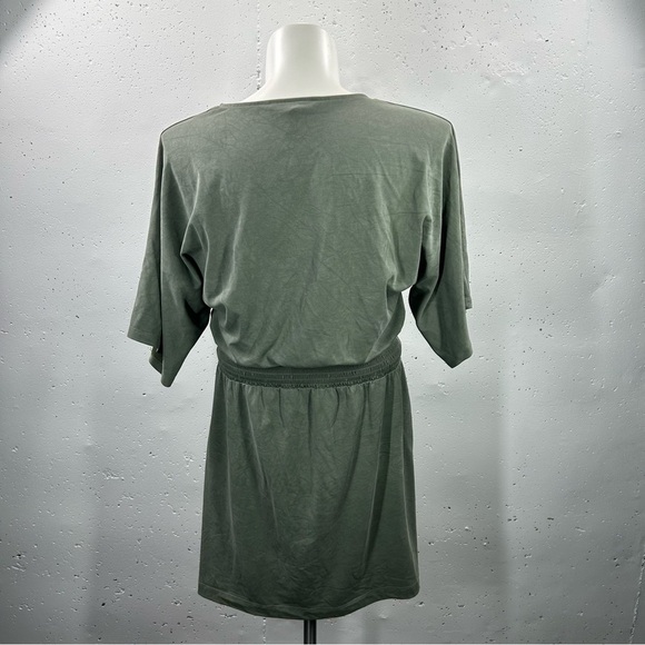 White House Black Market Green V-Neck Short Sleeve Dress LP - Picture 6 of 6